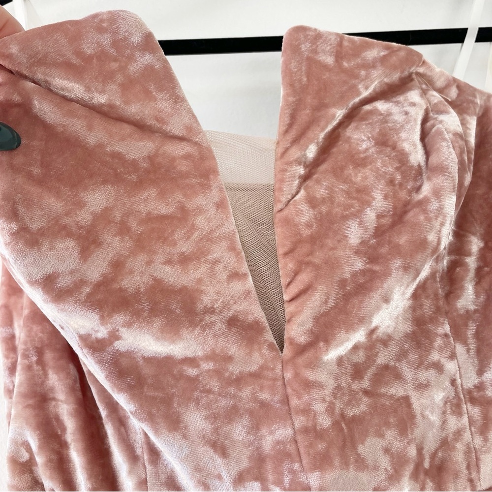 Xscape Pink Crushed Velvet Formal Gown | Size 12 - Picture 4 of 16